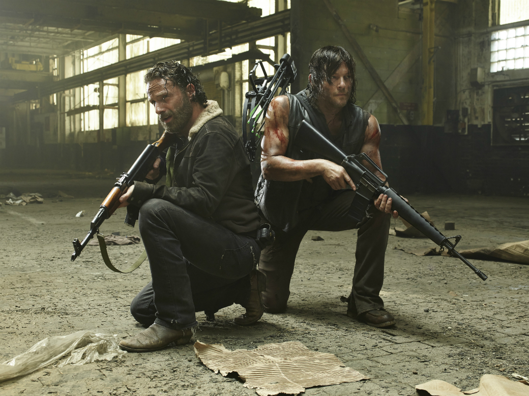 Rick and Daryl prepare for zombies.