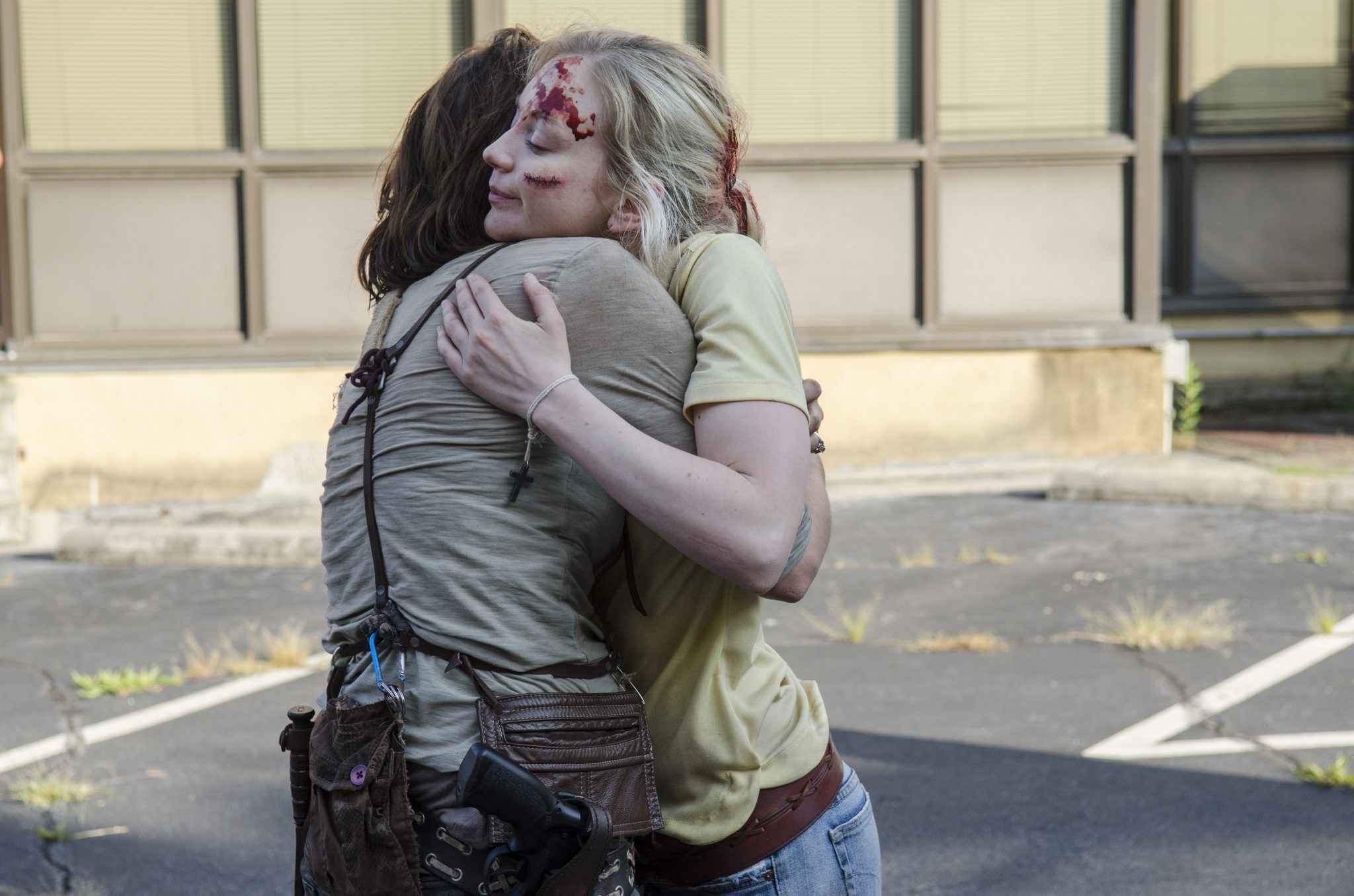 Beth and Maggie hugging on The Walking Dead