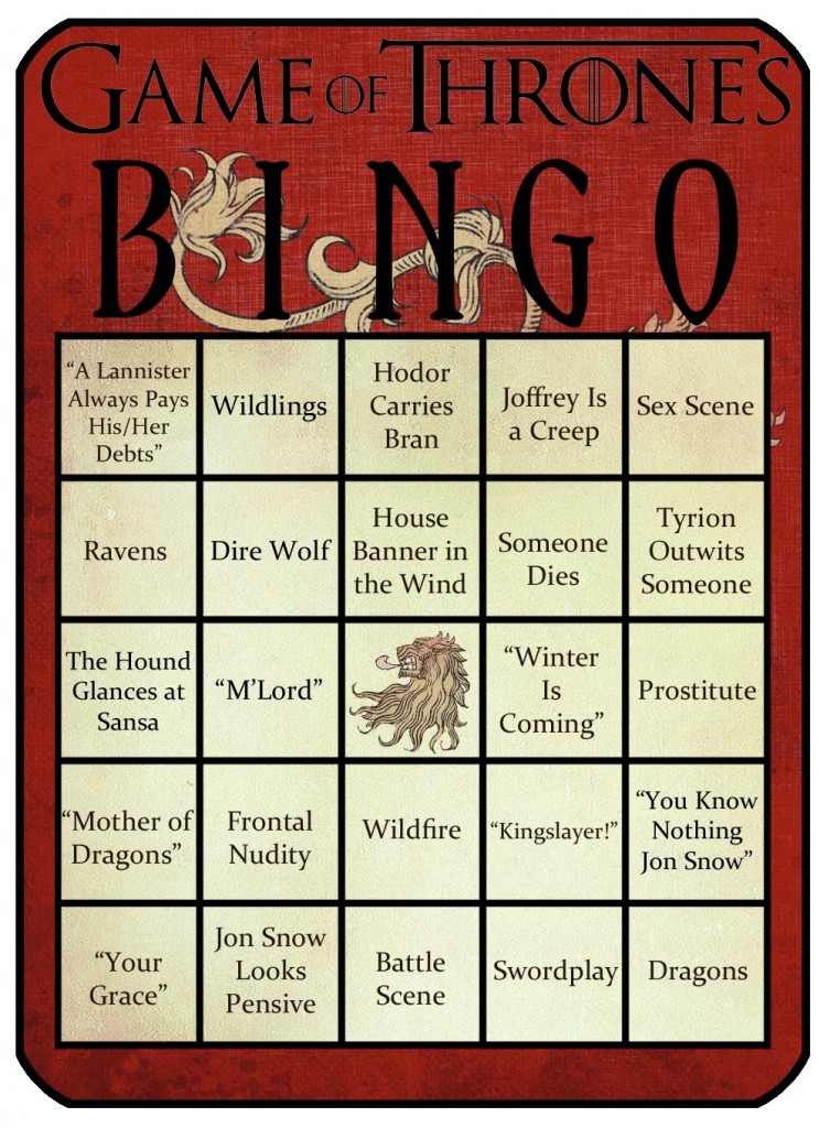 a bingo game for common game of thrones devices