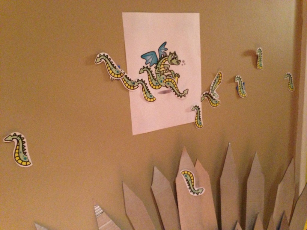 a dragon with tails all over the wall