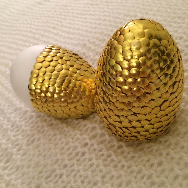 shiny dragon eggs made from push pins