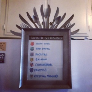 iron throne with silverware menu