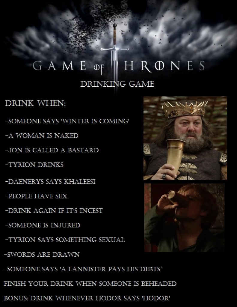 rules of the game of thrones drinking game