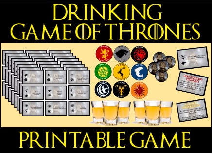 a picture with several peices of the drinking game of thrones