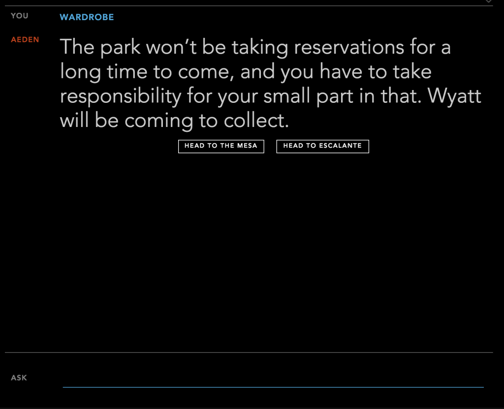 Aeden says the park wont be taking reservations and Wyatt will be coming to collect