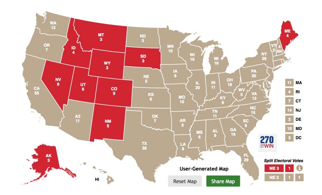 zombie survival electoral map (270 to win)