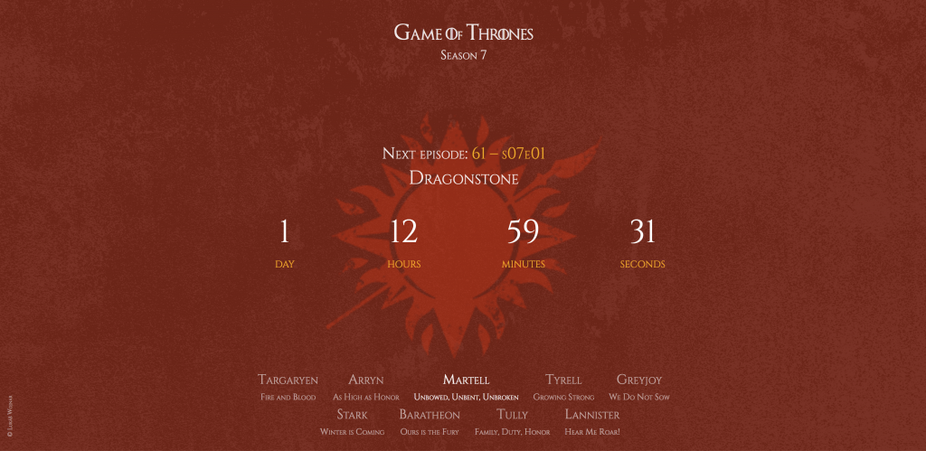 game of thrones countdown timer