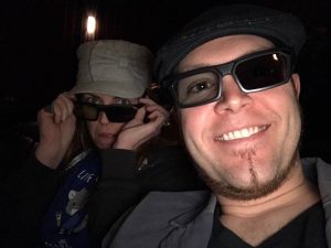 derek and steph at ghost in the shell wearing 3d goggles