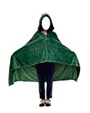 Anime Throw Blanket Flannel Fleece Blanket Cosplay Hooded Cloak Shawl Wrap Nap Quilt (Green, 35''X 65'')