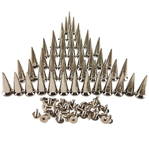 50PCS Silvery Cone Spikes Metallic Screw Back Studs DIY Craft Cool Rivets Punk 10 X 25mm by CSPRING