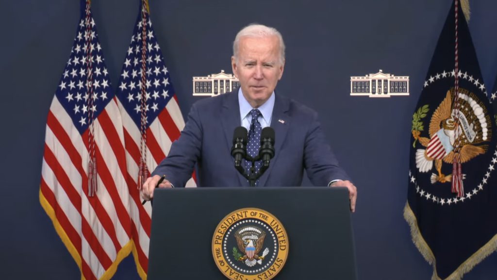 Biden said in a UFO press conference that the debris hasn't been collected. (White House)