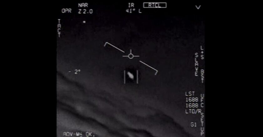 A UAP video released by the Pentagon.