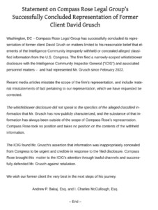 Statement from Compass Rose Legal Group