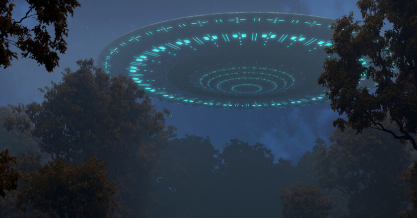 A graphic illustrating what a UFO might look like (Canva)