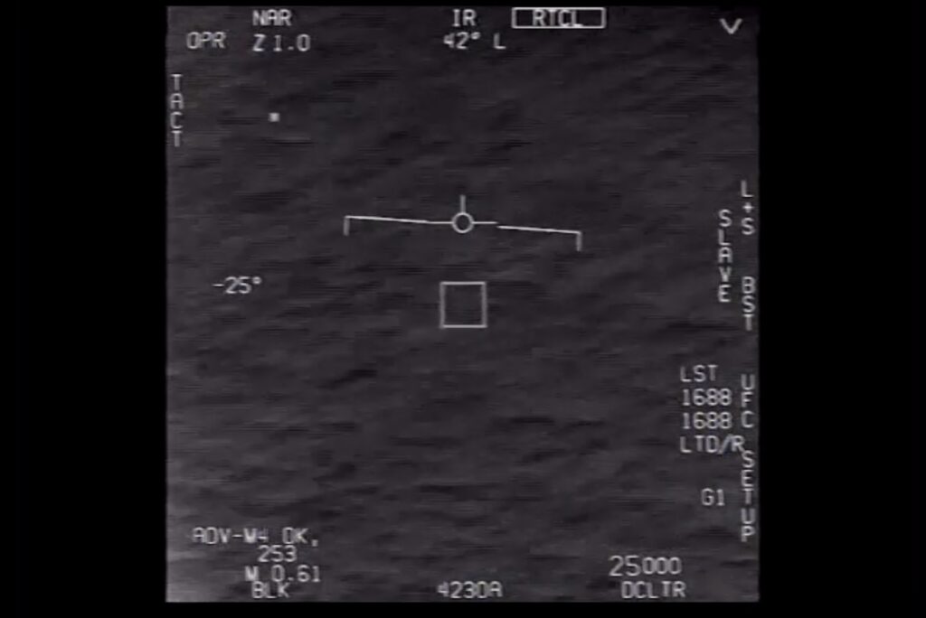 Screenshot of UAP video released by the Pentagon