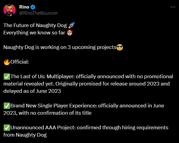 Naughty Dog Upcoming Projects