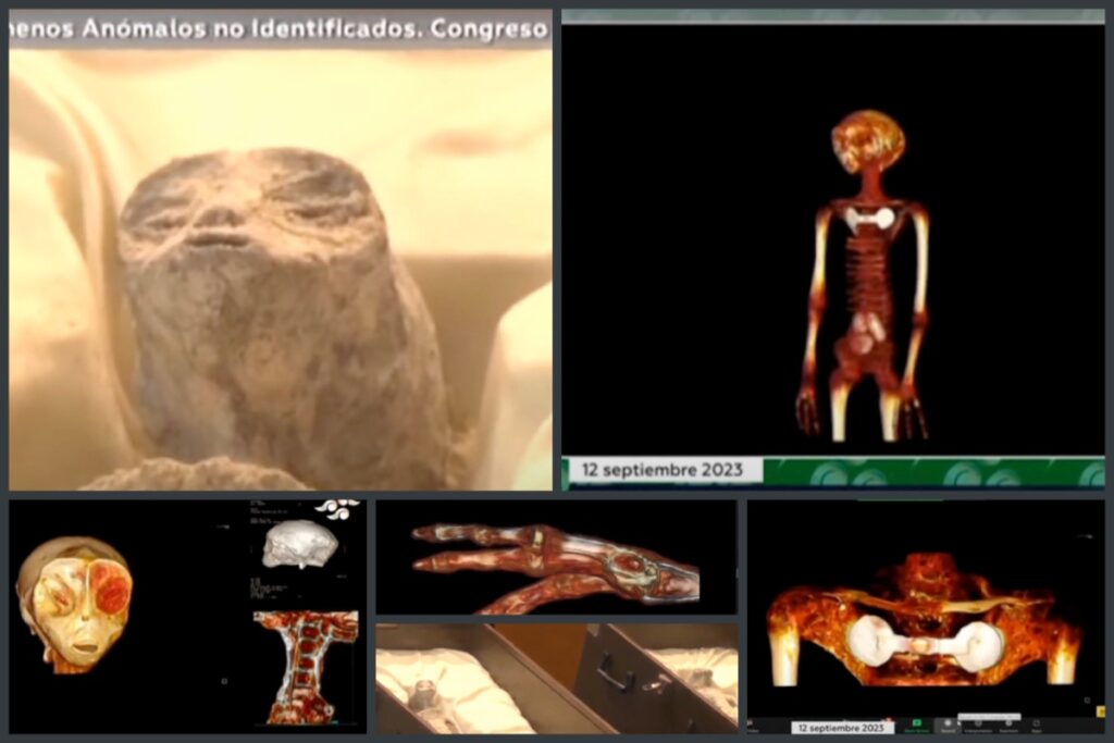 Screenshots from the Mexico congressional hearing where alien bodies were discussed. (YouTube)
