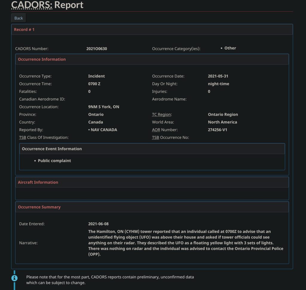 CADORS report